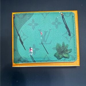 Louis Vuitton Teal Monogram Canvas Card Case with Playful Print